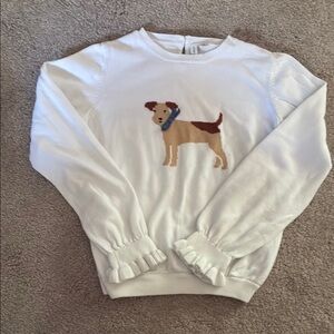 Janie and Jack White Sweater with Brown Dog Design